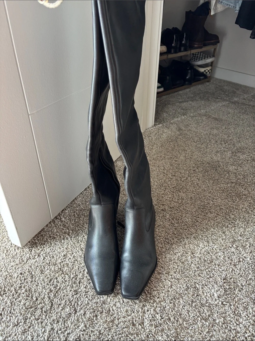 SCHUTZ Black Over-the-Knee Leather Boots